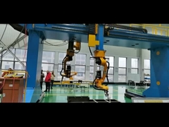 Gantry 2 robot sistem robot las cerdas 9th aixs dalam pengujian produksi sebelum pengiriman